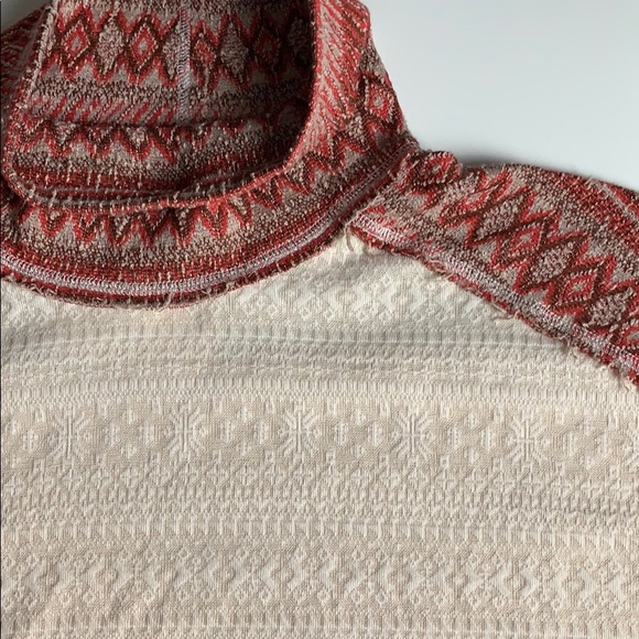 NWT Free People At the Lodge Cowl Neck Sweater Pullover XS Cream Red - Picture 5 of 8